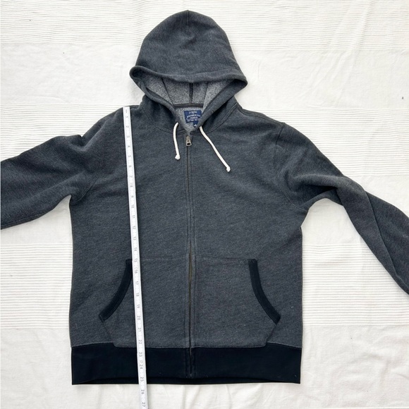 J. Crew Men's Athletic Fleece Charcoal Hoodie Sweater - Picture 9 of 11